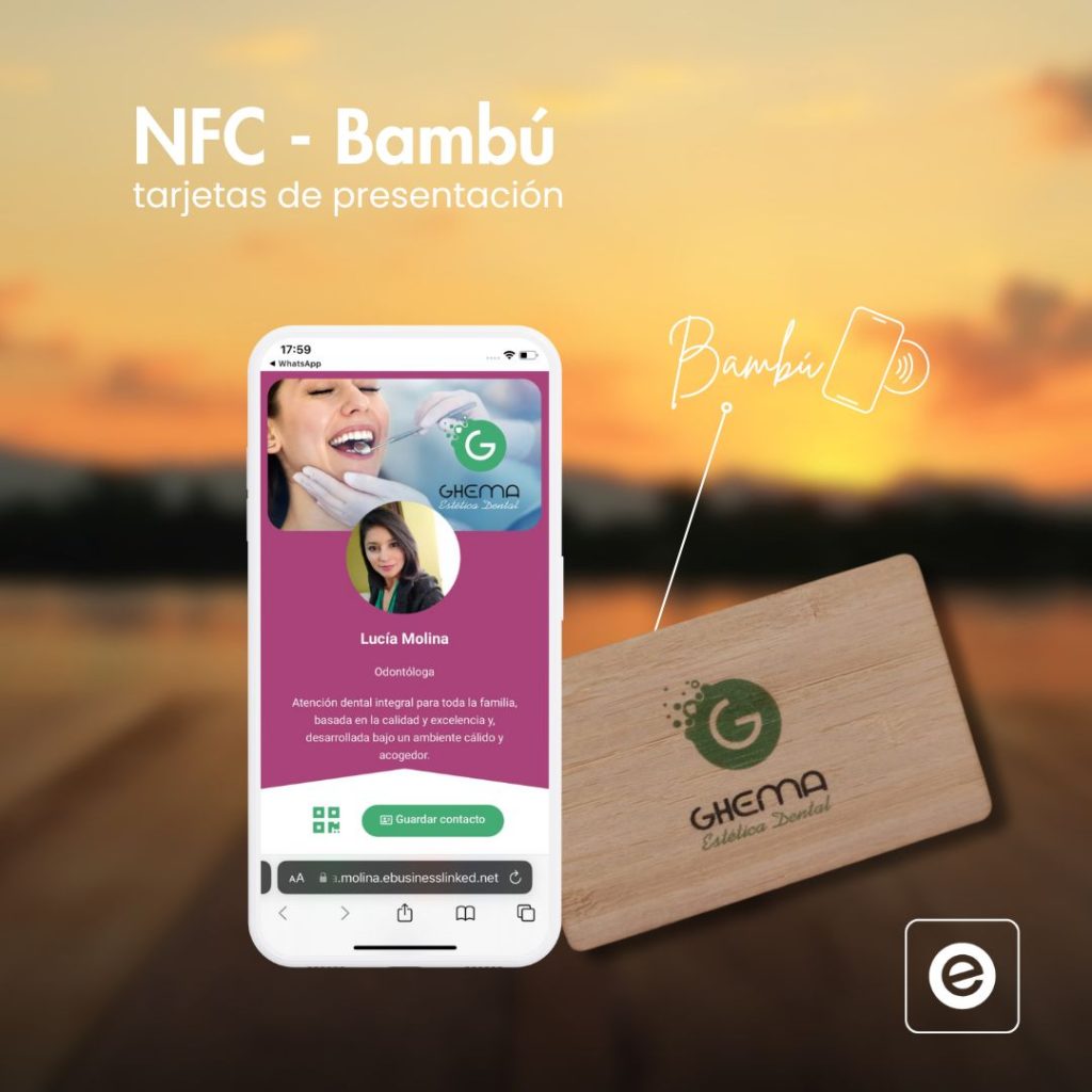 tarjetas de presentacion de bambu y nfc