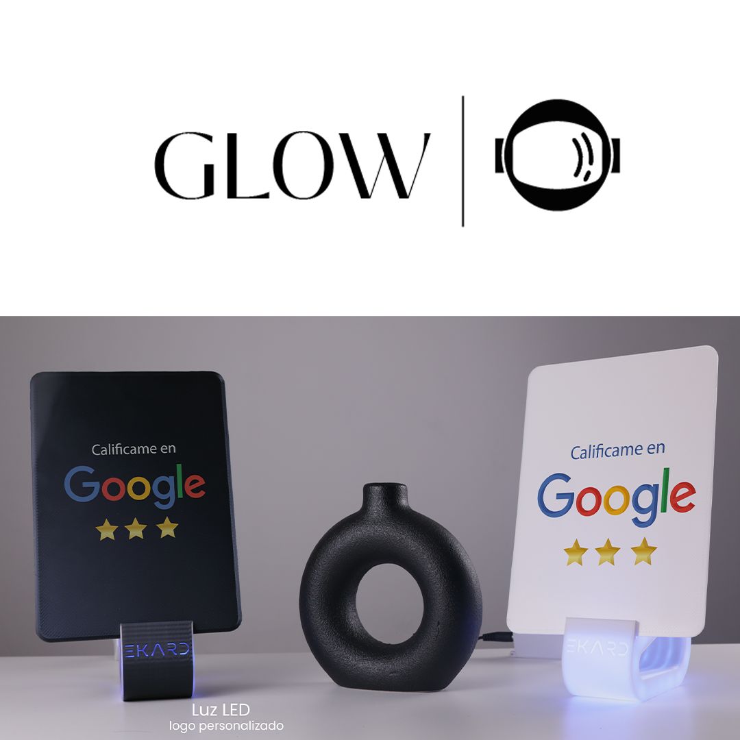 glow, habladores nfc con luces
